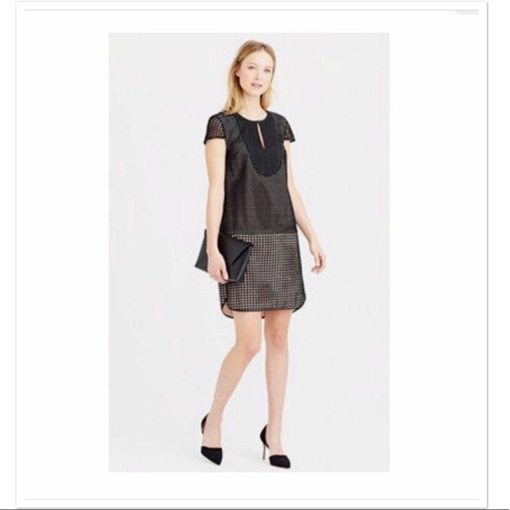 J. Crew Triple Eyelet Black Shift Dress
